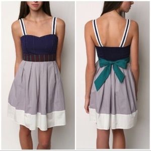 SILENCE + NOISE Colorblock Crisp Cotton Dress